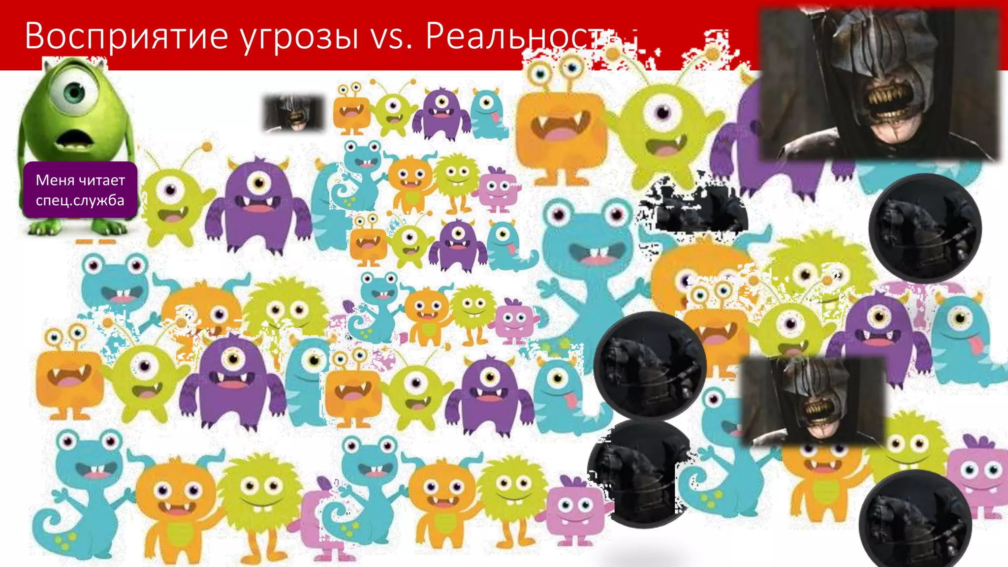 Восприятие угрозы vs. Реальность
Меня читает
спец.служба
 