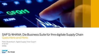 INTERNAL
05. April,2017
Peter Bickenbach, Digital Supply Chain Expert
SAP S/4HANA: Die Business Suite für Ihre digitale Supply Chain
Goes Here and Here.
 