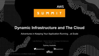 © 2015, Amazon Web Services, Inc. or its Affiliates. All rights reserved.
Lee Atchison ∙ Senior Director Strategic Architecture
New Relic, Inc.
Sydney, Australia
Dynamic Infrastructure and The Cloud
Adventures in Keeping Your Application Running…at Scale
leeatchison@leeatchison
 