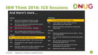 10.04.2018 Notes/Domino 10 & News von der IBM Think 2018
12
IBM Think 2018: ICS Sessions
 