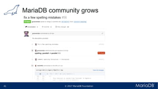 © 2017 MariaDB Foundation41 * *
MariaDB community grows
 