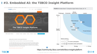 #3. Embedded AI: the TIBCO Insight Platform
https://community.tibco.com/wiki/tibco-­insight-­platform
© Copyright 2000-2017 TIBCO Software Inc.
 