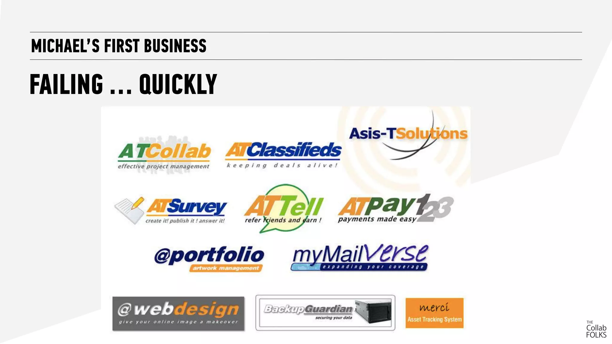 MICHAEL’S FIRST BUSINESS
FAILING … QUICKLY
 