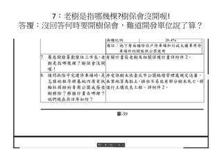 7：老樹是指哪幾棵?樹保會沒開喔!
答覆：沒回答何時要開樹保會，難道開發單位說了算？
 