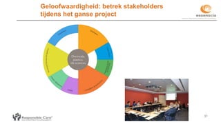31
Geloofwaardigheid: betrek stakeholders
tijdens het ganse project
 