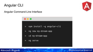 #devoxxfr #ngjava @sebastienpertus @agoncal
Angular CLI
Angular Command Line Interface
 