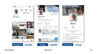 2017-05-05 MIX 2017 74
Instagram hao520 Twitter hao520 chtsaiFacebook
 