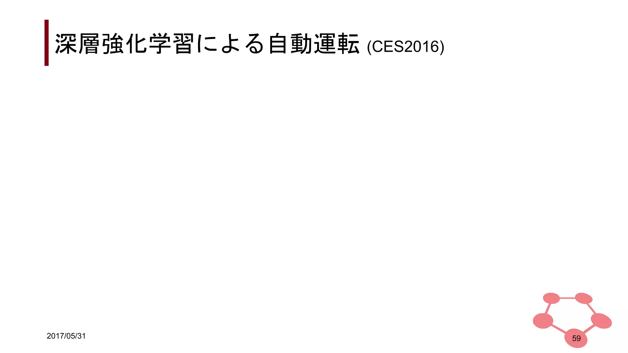 2017/05/31
深層強化学習による自動運転 (CES2016)
59
 