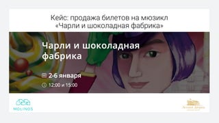 Кейс: продажа билетов на мюзикл
«Чарли и шоколадная фабрика»
 
