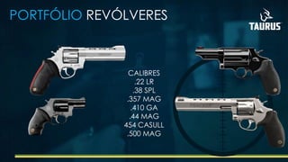 PORTFÓLIO REVÓLVERES
CALIBRES
.22 LR
.38 SPL
.357 MAG
.410 GA
.44 MAG
454 CASULL
.500 MAG
 