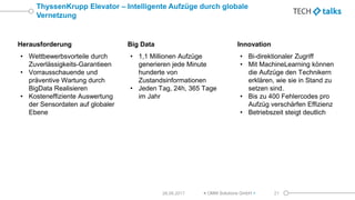 ThyssenKrupp Elevator – Intelligente Aufzüge durch globale
Vernetzung
Herausforderung
• Wettbewerbsvorteile durch
Zuverläs...