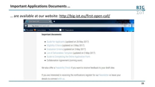 29
Important Applications Documents …
… are available at our website: http://big-iot.eu/first-open-call/
 