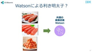 Watsonによる利き明太子？
27
共通の
画像認識
Watson
 
