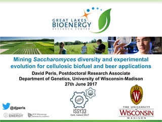 Mining Saccharomyces diversity and experimental
evolution for cellulosic biofuel and beer applications
David Peris, Postdoctoral Research Associate
Department of Genetics, University of Wisconsin-Madison
27th June 2017
@djperis
 