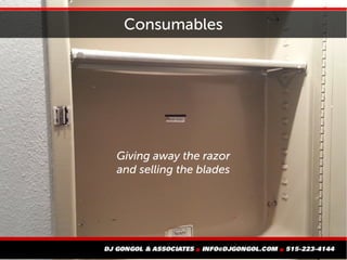 Consumables
Giving away the razor
and selling the blades
 