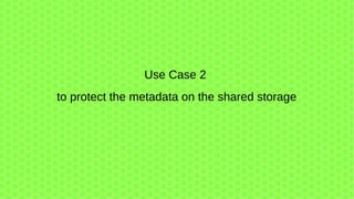 Use Case 2
to protect the metadata on the shared storage
 