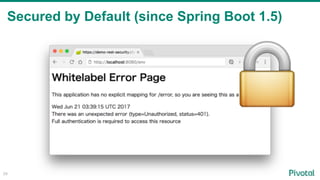 Secured by Default (since Spring Boot 1.5)
28
🔒
 