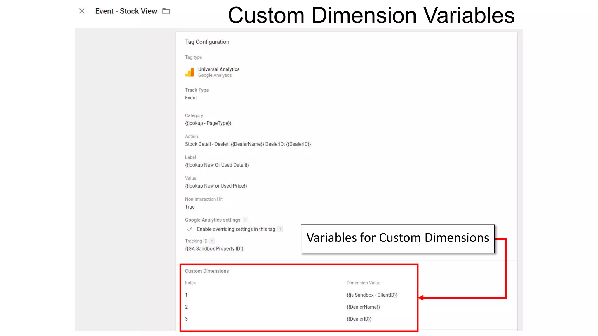 Variables for Custom Dimensions
Custom Dimension Variables
 