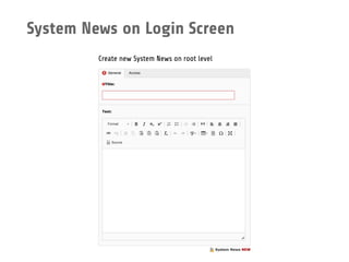 System News on Login Screen
 