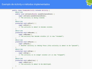 Exemplo de Activity e métodos implementados
 