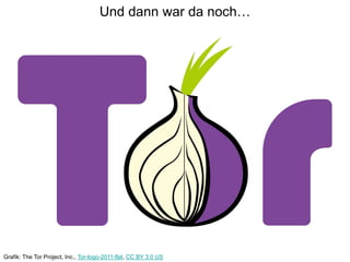 Und dann war da noch…
Grafik: The Tor Project, Inc., Tor-logo-2011-flat, CC BY 3.0 US
 