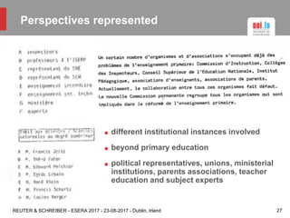 Lived Histories of Science Education in Modern Luxembourg: Interactions between Global Policies, National Curriculum and Local Practices Slide 27