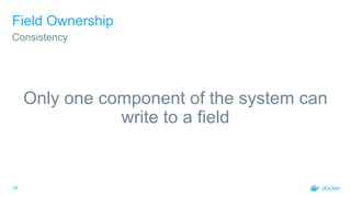 19
Field Ownership
Only one component of the system can
write to a field
Consistency
 