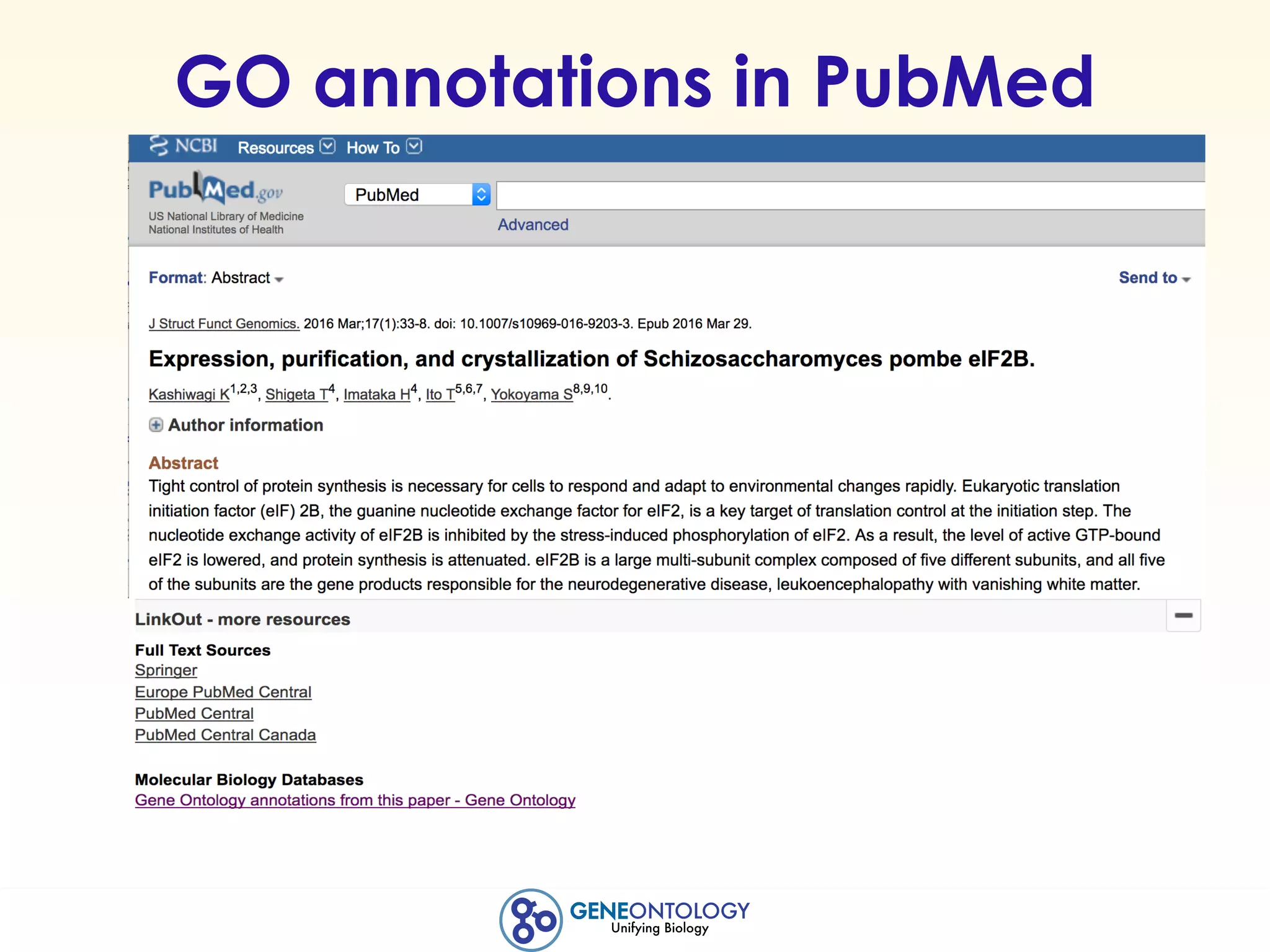 GO annotations in PubMed
 