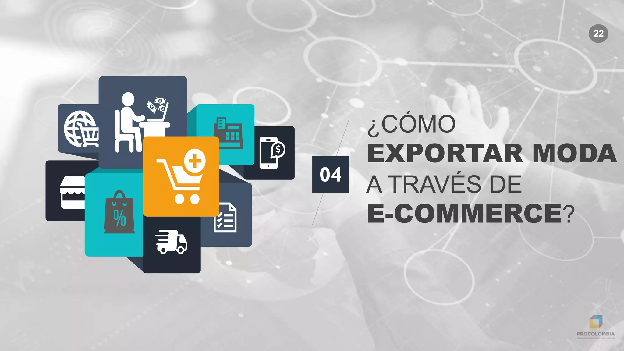 2222
04
¿CÓMO
EXPORTAR MODA
A TRAVÉS DE
E-COMMERCE?
 