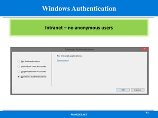 MAHEDEE.NET
43
Windows Authentication
Intranet – no anonymous users
 