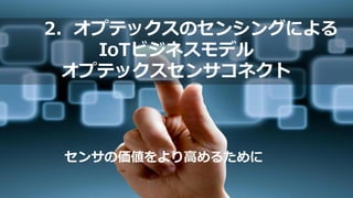 2．オプテックスのセンシングによる
IoTビジネスモデル
オプテックスセンサコネクト
28
センサの価値をより高めるために
 