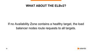 18
WHAT ABOUT THE ELBv2?
If no Availability Zone contains a healthy target, the load
balancer nodes route requests to all targets.
 