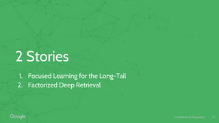 Confidential & Proprietary
2 Stories
1. Focused Learning for the Long-Tail
2. Factorized Deep Retrieval
12
 