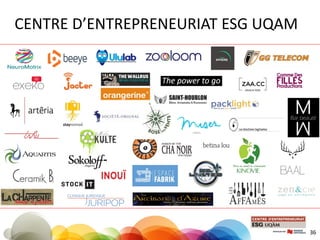 CENTRE D’ENTREPRENEURIAT ESG UQAM
36
 