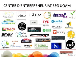 CENTRE D’ENTREPRENEURIAT ESG UQAM
37
 