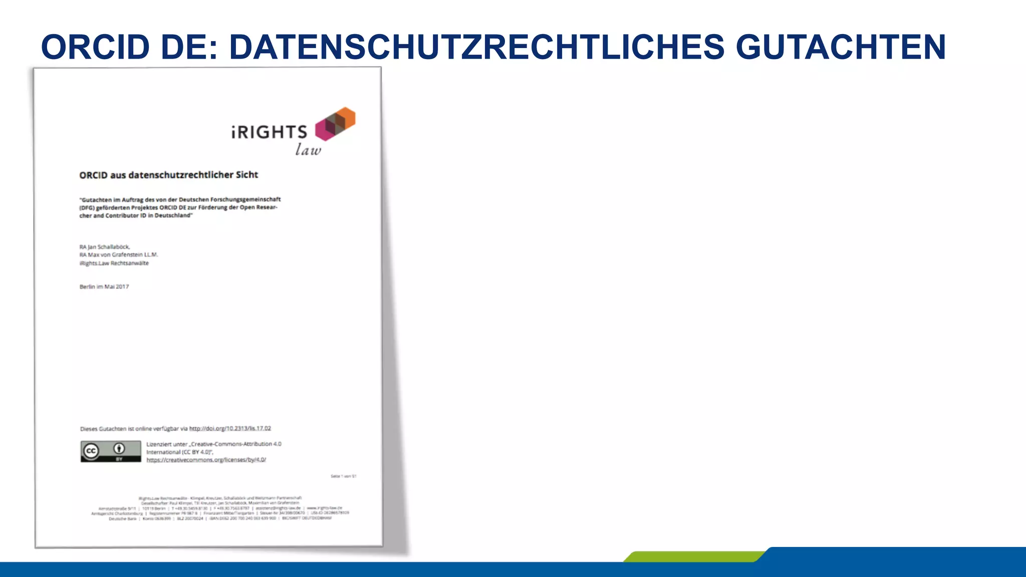 ORCID DE: DATENSCHUTZRECHTLICHES GUTACHTEN
 