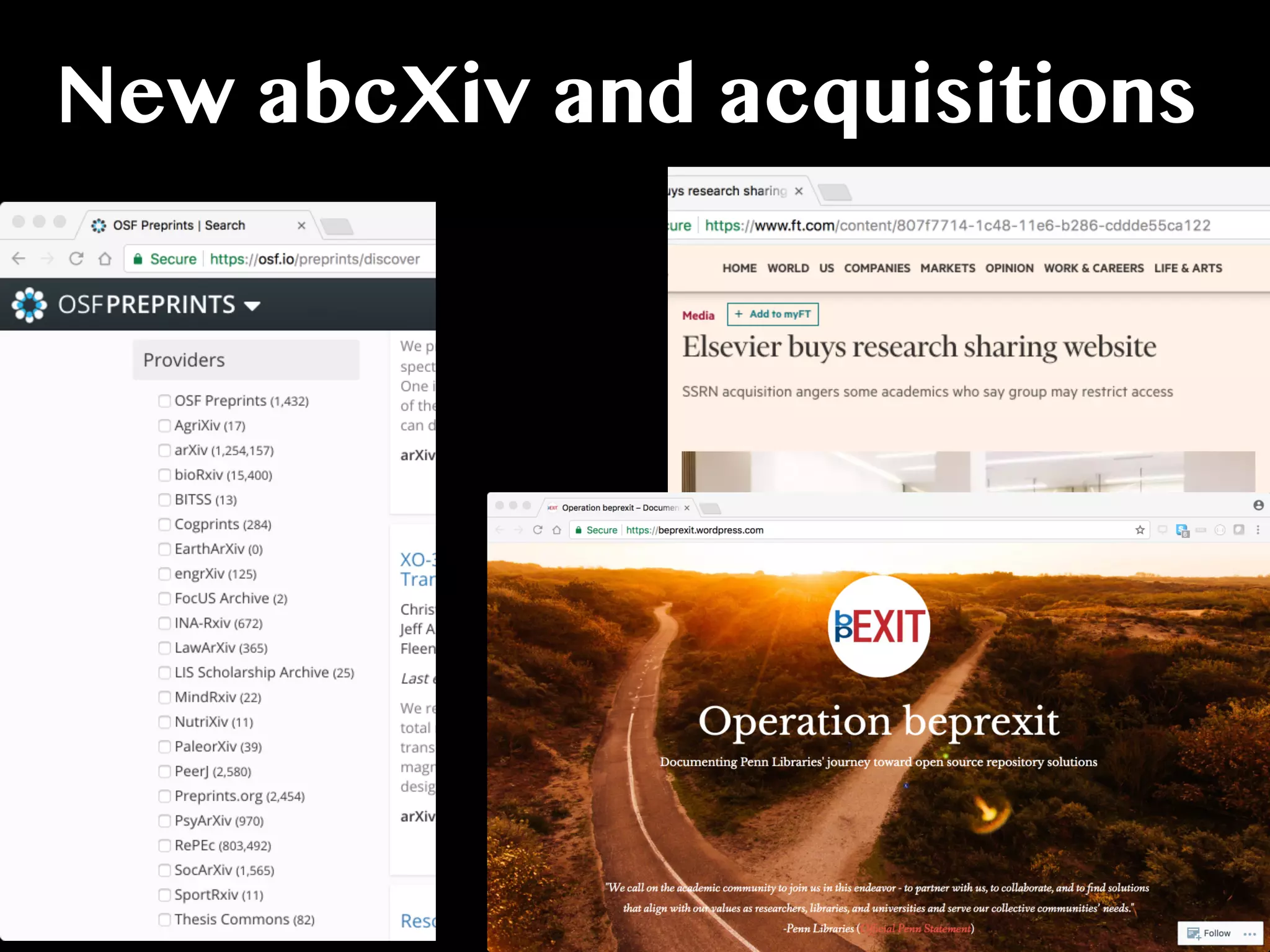New abcXiv and acquisitions
 