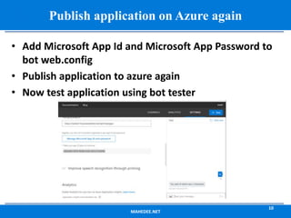 Chatbot development with Microsoft Bot Framework and LUIS | PPTX