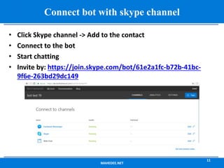 Chatbot development with Microsoft Bot Framework and LUIS | PPT