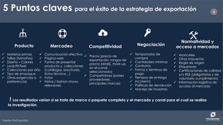 3
3
Producto
✓ Materias primas
✓ Tallas (tamaños)
✓ Diseño – Colores
✓ Look/fit/feel
✓ Colecciones por año
✓ Tipo de empaq...