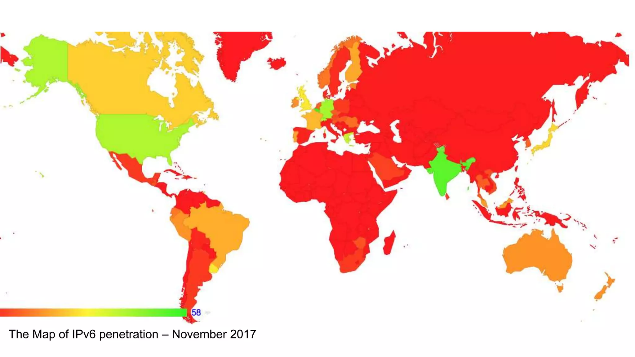 The Map of IPv6 penetration – November 2017
 