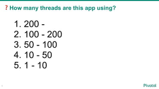 ❓How many threads are this app using?
5
1. 200 -
2. 100 - 200
3. 50 - 100
4. 10 - 50
5. 1 - 10
 