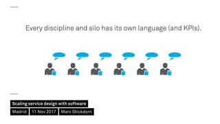 Scaling service design with software
Madrid 11 Nov 2017 Marc Stickdorn
Every discipline and silo has its own language (and...