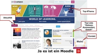 Ja es ist ein Moodle
Top Lists
“Gelesen,
Kommentiert,
Geteilt”
Aktualität
Top #Thema
Kontakt
 