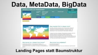 Data, MetaData, BigData
Landing Pages statt Baumstruktur
 
