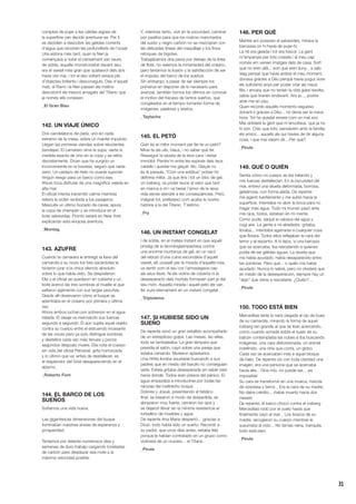 31
comptes de pujar a les càlides aigües de
la superfície van decidir aventurar-se. Per fi
es decidien a descobrir les gèlides corrents
d’aigua que recorren les profunditats de l’oceà!
Una estona més tard, quan la Neri ja
començava a notar el cansament van veure,
de sobte, aquella monstruositat davant seu;
era el vaixell més gran que qualsevol dels dos
havia vist mai, i tot el seu voltant estava ple
d’objectes brillants i desconeguts. Des d’aquell
matí, el Rami i la Neri passen els matins
descobrint els tresors amagats del Titanic que
ja només ells coneixen.
_El Gran Blau
142. UN VIAJE ÚNICO
Dos candelabros de plata, uno en cada
extremo de la mesa, sobre un mantel impoluto.
Llegan las primeras viandas sobre relucientes
bandejas. El camarero sirve la sopa, vierte la
medida exacta de vino en la copa y se retira
discretamente. Dicen que ha surgido un
inconveniente en la travesía, seguro que nada
serio. Un pedazo de hielo no puede suponer
ningún riesgo para un barco como ese.
Ahora toca disfrutar de una magnífica velada en
alta mar.
El oficial intenta transmitir calma mientras
reitera la orden recibida a los pasajeros.
Masculla un último bocado de caviar, apura
la copa de champán y se introduce en el
bote salvavidas. Pronto estará en New York
explicando esta enojosa aventura.
_Montag
143. AZUFRE
Cuando la camarera le entregó la llave del
camarote a su novio los tres sacerdotes le
hicieron jurar a la chica silencio absoluto
sobre lo que había visto. Se despidieron.
Ella y el oficial se quedaron en cubierta y un
bote acercó las tres sombras al muelle al que
saltaron ágilmente con sus largas pezuñas.
Desde allí observaron cómo el buque se
adentraba en el océano por primera y última
vez.
Ahora ambos luchan por sobrevivir en el agua
helada. El oleaje va mermando sus fuerzas
segundo a segundo. Él aún sujeta aquel objeto
contra su cuerpo entre el estruendo incesante
de las voces pero ya solo distingue sombras
y destellos cada vez más tenues y pocos
segundos después muere. Ella nota el cuerpo
sin vida del oficial Perceval, grita horrorizada
y lo último que ve, antes de desfallecer, es
el resplandor del Grial desapareciendo en el
abismo.
_Roberto Font
144. EL BARCO DE LOS
SUEÑOS
Soñamos una vida nueva.
Las gigantescas dimensiones del buque
iluminaban nuestras ansias de esperanza y
prosperidad.
Teníamos por delante numerosos días y
semanas de duro trabajo cargando toneladas
de carbón para desplazar esa mole a la
máxima velocidad posible.
Y, mientras tanto, vivir en la oscuridad, caminar
por pasillos para que los rostros manchados
del sudor y negro carbón no se mezclaran con
las delicadas líneas del maquillaje y los finos
retoques de bigotes.
Trabajábamos dos pisos por debajo de la línea
de flote, no veíamos la inmensidad del océano,
pero teníamos la ilusión y la satisfacción de ser
el impulso del barco de los sueños.
Sin embargo, a pesar de ser siempre los
primeros en disponer de lo necesario para
avanzar, también fuimos los últimos en conocer
el motivo del fracaso de tantos sueños, que
congelados en el tiempo tomarían forma de
imágenes, palabras y relatos.
_Taytacha
145. EL PETÓ
Quin és el millor moment per fer-te un petó?
Mirar-te als ulls, blaus, i no saber què fer.
Resseguir la silueta de la teva cara i restar
immòbil. Perdre’m entre les espirals dels teus
cabells i quedar-me glaçat. No. Glaçat no
és la paraula. “Com una estàtua” potser ho
definiria millor. Ja que fins i tot un bloc de gel,
un iceberg, va poder reunir el valor que tant
en manca a mi i va besar l’amor de la seva
vida sense atendre a les conseqüències. Però,
malgrat tot, prefereixo com acaba la nostra
història a la del Titanic. T’estimo.
_Fry
146. UN INSTANT CONGELAT
I de sobte, en el mateix instant en que aquell
prodigi de la tecnologiaimpactava contra
una enorme muntanya de gel, en un racó
del rebost d’una cuina secundària d’aquell
vaixell, ell, posseït per la mirada d’aquella noia,
va sentir com el seu cor l’arrossegava cap
als seus llavis. Ni els violins de coberta ni la
desesperació dels mortals formaven part ja del
seu món. Aquella mirada i aquell petó els van
fer viure eternament en un instant congelat.
_Triptolemo
147. SI HUBIESE SIDO UN
SUEÑO
De repente sonó un gran estallido acompañado
de un estrepitoso golpe. Las mesas, las sillas,
todo se tambaleaba. La gran lámpara que
presidía el salón, cayó sobre una pareja que
estaba cenando. Murieron aplastados.
Una niñita lloraba asustada buscando a sus
padres que en medio del barullo no conseguían
verla. Estela gritaba desesperada sin saber bien
hacia dónde. Todos eran presos del pánico. El
agua empezaba a introducirse por todas las
ranuras del maltrecho buque.
Dolores y Josué, presintiendo el fatídico
final, se besaron a modo de despedida, se
abrazaron muy fuerte, cerraron los ojos y
se dejaron llevar sin la mínima resistencia al
torbellino de muebles y agua.
De repente Ana María despertó... ¡gracias a
Dios!, todo había sido un sueño. Recordó a
su padre, que unos días antes, estaba feliz
porque le habían contratado en un grupo como
violinista de un crucero... el Titanic.
_Pirula
148. PER QUÈ
Mentre em posaven el salvavides, mirava la
barcassa on hi havia de pujar-hi.
La nit era gelada i tot era foscor. La gent
m’empenyia per tots costats i al meu cap
només em venien imatges dels de casa. Sort
que no eren allà... sort que eren lluny... a salv.
Vaig pensar que havia arribat el meu moment,
donava gràcies a Déu perquè havia pogut viure
els suficients anys per poder criar als meus
fills, i encara que no tenien la vida gaire resolta,
sabia que tirarien endavant. Ara ja..., podria
anar-me en pau.
Quan recordo aquells moments segueixo
donant-li gràcies a Déu... no devia ser la meva
hora. Tot ha quedat enrere com un mal son.
Mai oblidaré la gent que m’envoltava, que ja no
hi són. Crec que tots, pensàvem amb la família,
els amics... aquells als qui havies de dir alguna
cosa, i que mai vàrem dir... Per què?
_Pirula
149. QUÉ O QUIÉN
Sentía cómo mi cuerpo se iba helando y
mis fuerzas desfallecían. En la oscuridad del
mar, entreví una silueta deformada, borrosa,
gelatinosa, con forma alada. De repente
me agarró fuertemente y me subió hacia la
superficie. Intentaba no abrir la boca para no
tragar más agua. Todo mi mundo pasó ante
mis ojos, todos, estaban en mi mente.
Como pude, saqué la cabeza del agua y
cogí aire. La gente a mi alrededor, gritaba,
lloraba... intentaba agarrarse a cualquier cosa
que flotara. Todos ellos reflejaban la cara del
terror y el espanto. A lo lejos, vi una barcaza
que se acercaba, iba rescatando a quienes
podía de las gélidas aguas. La silueta que
me había ayudado, había desaparecido entre
las sombras. Pero qué... o quién me había
ayudado. Nunca lo sabré, pero no olvidaré que
en medio de la desesperación, siempre hay un
“algo” que viene a rescatarte. ¿Quién?...
_Pirula
150. TODO ESTÁ BIEN
Merceditas tenía la nariz pegada al ojo de buey
de su camarote, mirando la forma de aquel
iceberg tan grande al que se iban acercando,
como cuando echada sobre el suelo de su
balcón contemplaba las nubes e iba buscando
imágenes, una cara distorsionada, un animal
indefinido, una niña que corría, un globo.
Cada vez se acercaban más a aquel bloque
de hielo. De repente vio con toda claridad una
imagen, era una persona que se acercaba
hacia ella... Dios mío, no puede ser... ¡es
imposible!
Su cara se transformó en una mueca, mezcla
de sorpresa y terror... Era la cara de su madre.
No daba crédito... ¡había muerto hacía dos
meses!
De repente, el barco chocó contra el iceberg.
Merceditas rodó por el suelo hasta que
finalmente cayó al mar... Los brazos de su
madre, recogieron su cuerpo mientras le
susurraba al oído... No temas nena, tranquila,
todo está bien.
_Pirula
 