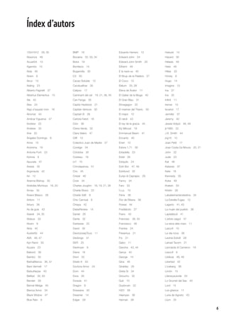 6
Índex d’autors
15041912  28, 30
Abaúnza 49
Acuari04 13
Agarrido 10
Aida 40
Airam 8
Airun 13
Aisling 23
Alberto Pagnelli  37
Albertus Elementus  15
Ale 42
Àlex 24
Algú d’aquest món  16
Alromat 44
Amílcar Figueroa  47
Andrew 22
Andrew 33
Ane 20
Ángeles Domingo  8
Anne 15
Anònima 19
Antonia Font  23
Aohnia 9
Apucela 47
Aresta 35
Argonauta 42
Ari 12
Arianna Bishop  50
Arístides Montoya  16, 20
Arnau 35
Arseni Blasco  28
Artiom 11
Arturo 36
As de guia  43
Aseret  34, 35
Atabus 33
Atram 9
Atria 45
Austerlitz 44
AVA  46, 47
Ayn Rand  50
Azuara 23
Babord 39
Bambú 35
BarbaBlanca  36, 37
Baró Vermell  17
BatxuNazax 43
Belfast  32, 50
Bender 28
Bernat Metge  40
Bianca Amor  34
Black Widow  47
Blue Rain  9
BMP 19
Bocaina  32, 33, 34
Boira 19
Bonifacio 14
Buganvilla 30
C3 50
Cacao Soluble  13
Cacatuaflow 30
Calipso 17
Caminant del cel  19, 21, 36, 45
Can Fanga  35
Capità Haddock  21
Capitán Ventura  30
Captain B  26
Carlota Febril  18
Ción 36
Cirera Verda  32
Clara Valero  47
Cliff 13
Colectivo Juan de Madre  27
Coratge 34
Córdoba 30
Costeau 18
cr7 10
Crimdepensa 51
Crio 45
Cristal 48
Croix 34
Charles Joughin  16, 19, 21, 26
Charlie Bravo  22
Charlie SdE  8
Chic Carnival  9
Chispa 42
DalasReview 14
Daniel 26
Dante 32
Darkesse 25
David 30
DavidJosepTous 11
Deóbrigo 41
DER 25
Destroyer 9
Diana 18
Dioni 33
Diselo tt  50
Doctora Amor  24
Dom 44
Dora 26
Dorada 41
Dragon 9
Drassana 45
Dreamer 14
Edgar 29
Eduardo Herrero  12
Edward John  24
Edward John Smith  20
ElAdmi 49
E la nave va  40
El Brujo de la Palabra  27
El Coco  10
Elelum  25, 28
Elena de Àvalor  11
El Gaiter de la Muga  40
El Gran Blau  31
Elmagagon 22
El mariner del Titanic  50
El mejor  10
El ratolí  43
El rey de la gracia  45
Ely Milovat  19
Emmanuel Bearn  41
Encanto 40
Eneri 10
Eslora 1,71  38
Estadella 23
Estel 26
Estquitx 24
Estri Bor  47, 49
Estribord 35
Euripi di Caprapio  29
Fanny 34
Faro 33
f.c.p. 10
Fénix 38
Flor de Ribera  39
Floreal 44
Fradiabolo 27
Franc 43
Francesc  39, 50
Francesco 48
Frankie 24
Fresenius 21
Fry 31
Gabo 11
Garoina  43, 44
Garua 43
George 14
Gina 46
Giraldez 26
Greta Si  34
Groucho 32
Guti 10
Guybrush 22
H2O 39
Haenyeo 36
Hannah 39
Hatsuki 14
Hazard 30
Helada 49
Hielo 48
Hilias 33
Honey 8
Hugo 14
Imagine 13
Ina 27
Ina 35
Infinit 11
Iremar 10
Iscariot 17
Jennifer 37
Jeremy 40
Jessie Votpol  48, 49
jir1993 22
J.K. Smith  44
jng15 10
Joan Petit  17
Joao Costa Da Moura  20, 21
John 22
Jude 23
Kat 46
Katarsis 37
Kate 16
Kennedy 35
Koke 49
Kraken 50
Kristin 26
Labailarinaclandestina 34
La Estrella Fugaz  12
Lagarto  41, 43
La mujer del pueblo  36
Lapislàtzuli 41
L’arbre caigut  47
La reina dels mars  11
Lascufi 10
La vila nova  38
Lavínia Estivill  28
Leinad Tavom  21
Leonarda di Cameron  19
Lescufi 9
Libélula  48, 49
Libertad 42
L’iceberg 36
Limón 15
Literarysuicide 23
Lo Grumet del Sas  40
Lord 15
Los gitanos  11
Luna de Agosto  43
Llum 25
 