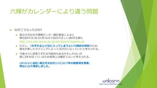 17年の六輝が暦により違う問題