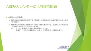 17年の六輝が暦により違う問題