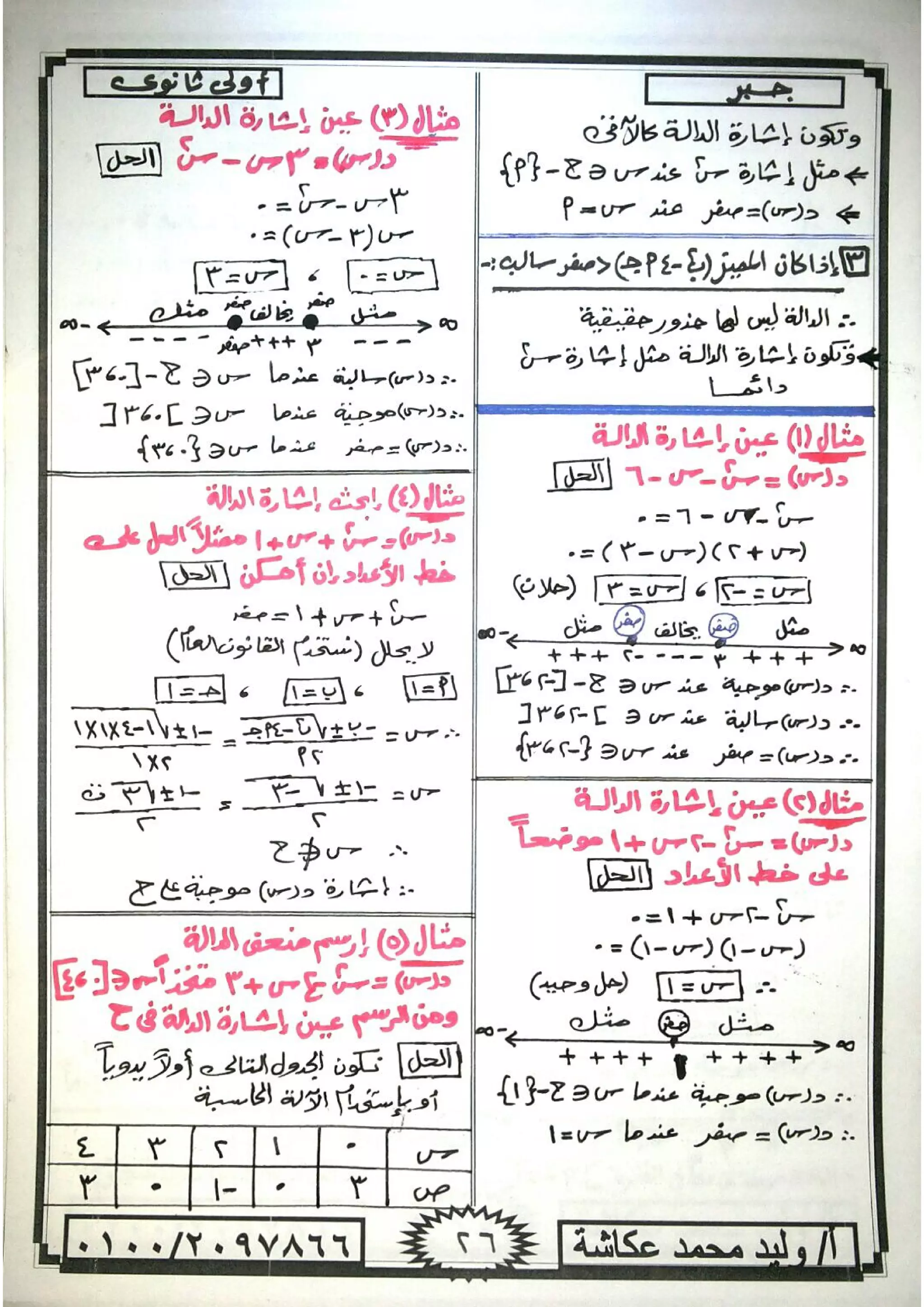 ملزمة جبر وحساب مثلثات للصف الاول الثانوى الترم الاول 2017 - موقع ملزمتي
